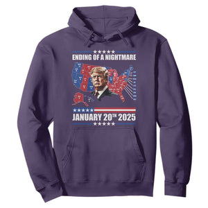 President Trump Inauguration Day 2025 Hoodie Ending Of A Nightmare January 20th 2025 Red States Map TS02 Purple Print Your Wear