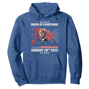 President Trump Inauguration Day 2025 Hoodie Ending Of A Nightmare January 20th 2025 Red States Map TS02 Royal Blue Print Your Wear