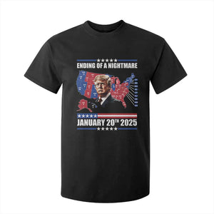 President Trump Inauguration Day 2025 T Shirt For Kid Ending Of A Nightmare January 20th 2025 Red States Map TS02 Black Print Your Wear