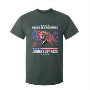 President Trump Inauguration Day 2025 T Shirt For Kid Ending Of A Nightmare January 20th 2025 Red States Map TS02 Dark Forest Green Print Your Wear