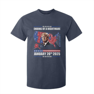 President Trump Inauguration Day 2025 T Shirt For Kid Ending Of A Nightmare January 20th 2025 Red States Map TS02 Navy Print Your Wear