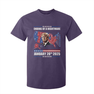 President Trump Inauguration Day 2025 T Shirt For Kid Ending Of A Nightmare January 20th 2025 Red States Map TS02 Purple Print Your Wear