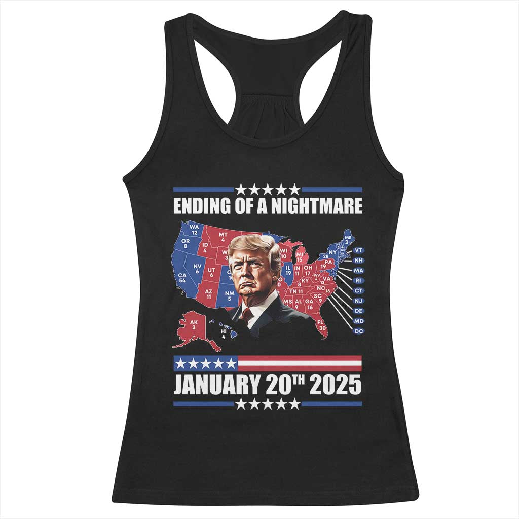 President Trump Inauguration Day 2025 Racerback Tank Top Ending Of A Nightmare January 20th 2025 Red States Map TS02 Black Print Your Wear