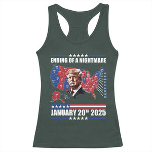 President Trump Inauguration Day 2025 Racerback Tank Top Ending Of A Nightmare January 20th 2025 Red States Map TS02 Dark Forest Green Print Your Wear