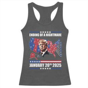 President Trump Inauguration Day 2025 Racerback Tank Top Ending Of A Nightmare January 20th 2025 Red States Map TS02 Dark Heather Print Your Wear