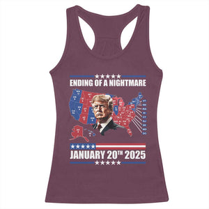 President Trump Inauguration Day 2025 Racerback Tank Top Ending Of A Nightmare January 20th 2025 Red States Map TS02 Maroon Print Your Wear