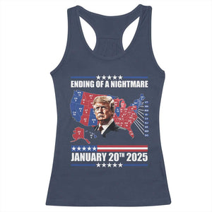 President Trump Inauguration Day 2025 Racerback Tank Top Ending Of A Nightmare January 20th 2025 Red States Map TS02 Navy Print Your Wear