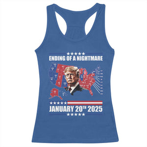 President Trump Inauguration Day 2025 Racerback Tank Top Ending Of A Nightmare January 20th 2025 Red States Map TS02 Royal Blue Print Your Wear