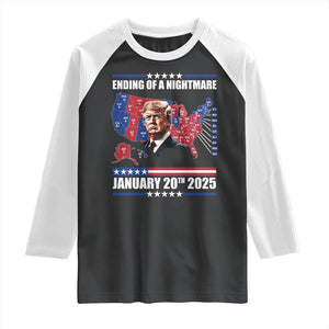 President Trump Inauguration Day 2025 Raglan Shirt Ending Of A Nightmare January 20th 2025 Red States Map TS02 Black White Print Your Wear