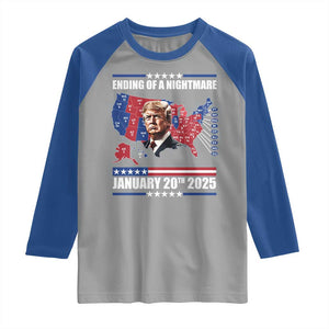 President Trump Inauguration Day 2025 Raglan Shirt Ending Of A Nightmare January 20th 2025 Red States Map TS02 Sport Gray Royal Print Your Wear