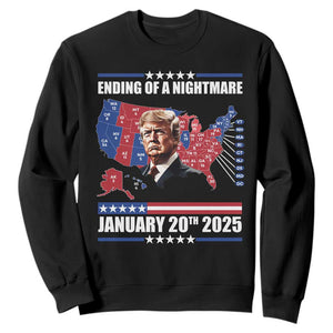 President Trump Inauguration Day 2025 Sweatshirt Ending Of A Nightmare January 20th 2025 Red States Map TS02 Black Print Your Wear