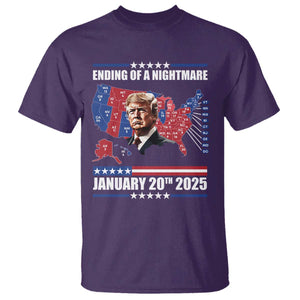 President Trump Inauguration Day 2025 T Shirt Ending Of A Nightmare January 20th 2025 Red States Map TS02 Purple Print Your Wear