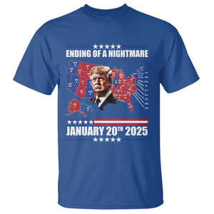 President Trump Inauguration Day 2025 T Shirt Ending Of A Nightmare January 20th 2025 Red States Map TS02 Royal Blue Print Your Wear