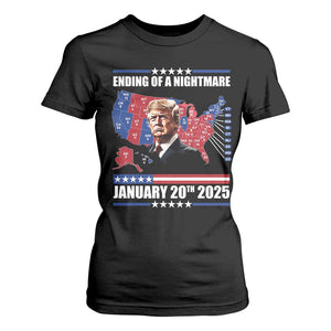 President Trump Inauguration Day 2025 T Shirt For Women Ending Of A Nightmare January 20th 2025 Red States Map TS02 Black Print Your Wear