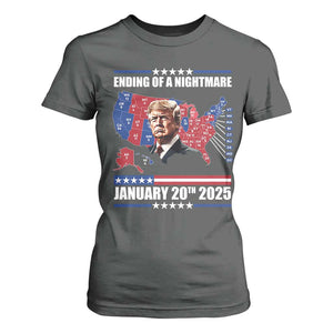 President Trump Inauguration Day 2025 T Shirt For Women Ending Of A Nightmare January 20th 2025 Red States Map TS02 Dark Heather Print Your Wear