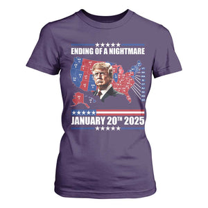 President Trump Inauguration Day 2025 T Shirt For Women Ending Of A Nightmare January 20th 2025 Red States Map TS02 Purple Print Your Wear