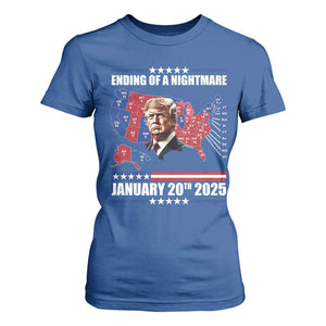 President Trump Inauguration Day 2025 T Shirt For Women Ending Of A Nightmare January 20th 2025 Red States Map TS02 Royal Blue Print Your Wear