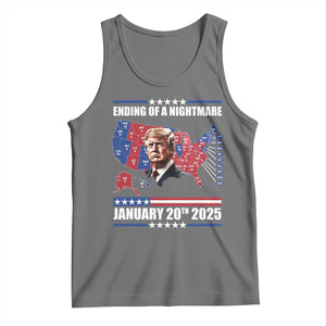 President Trump Inauguration Day 2025 Tank Top Ending Of A Nightmare January 20th 2025 Red States Map TS02 Black Heather Print Your Wear