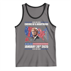 President Trump Inauguration Day 2025 Tank Top Ending Of A Nightmare January 20th 2025 Red States Map TS02 Deep Heather Black Print Your Wear