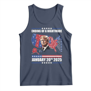 President Trump Inauguration Day 2025 Tank Top Ending Of A Nightmare January 20th 2025 Red States Map TS02 Navy Print Your Wear