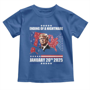 President Trump Inauguration Day 2025 Toddler T Shirt Ending Of A Nightmare January 20th 2025 Red States Map TS02 Royal Blue Print Your Wear