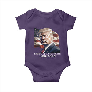 President Trump Inauguration Day 2025 Baby Onesie Ending Of A Nightmare January 20th American Flag TS02 Purple Print Your Wear