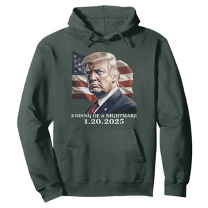 President Trump Inauguration Day 2025 Hoodie Ending Of A Nightmare January 20th American Flag TS02 Dark Forest Green Print Your Wear