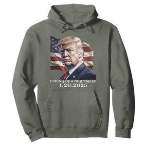 President Trump Inauguration Day 2025 Hoodie Ending Of A Nightmare January 20th American Flag TS02 Military Green Print Your Wear