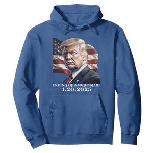 President Trump Inauguration Day 2025 Hoodie Ending Of A Nightmare January 20th American Flag TS02 Royal Blue Print Your Wear