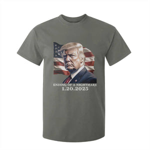 President Trump Inauguration Day 2025 T Shirt For Kid Ending Of A Nightmare January 20th American Flag TS02 Military Green Print Your Wear