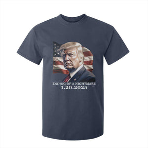 President Trump Inauguration Day 2025 T Shirt For Kid Ending Of A Nightmare January 20th American Flag TS02 Navy Print Your Wear