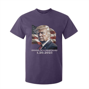 President Trump Inauguration Day 2025 T Shirt For Kid Ending Of A Nightmare January 20th American Flag TS02 Purple Print Your Wear