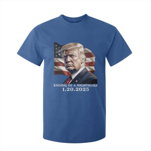 President Trump Inauguration Day 2025 T Shirt For Kid Ending Of A Nightmare January 20th American Flag TS02 Royal Blue Print Your Wear