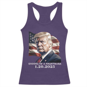 President Trump Inauguration Day 2025 Racerback Tank Top Ending Of A Nightmare January 20th American Flag TS02 Purple Print Your Wear