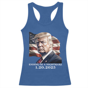 President Trump Inauguration Day 2025 Racerback Tank Top Ending Of A Nightmare January 20th American Flag TS02 Royal Blue Print Your Wear