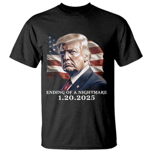 President Trump Inauguration Day 2025 T Shirt Ending Of A Nightmare January 20th American Flag TS02 Black Print Your Wear