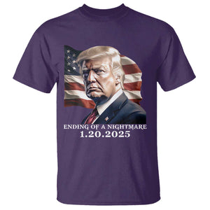 President Trump Inauguration Day 2025 T Shirt Ending Of A Nightmare January 20th American Flag TS02 Purple Print Your Wear