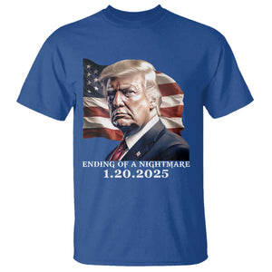 President Trump Inauguration Day 2025 T Shirt Ending Of A Nightmare January 20th American Flag TS02 Royal Blue Print Your Wear