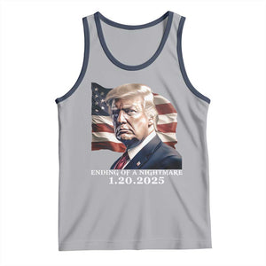 President Trump Inauguration Day 2025 Tank Top Ending Of A Nightmare January 20th American Flag TS02 Athletic Heather Navy Print Your Wear