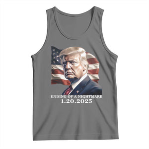 President Trump Inauguration Day 2025 Tank Top Ending Of A Nightmare January 20th American Flag TS02 Black Heather Print Your Wear