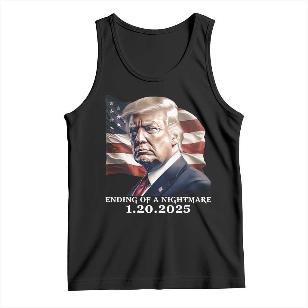 President Trump Inauguration Day 2025 Tank Top Ending Of A Nightmare January 20th American Flag TS02 Black Print Your Wear