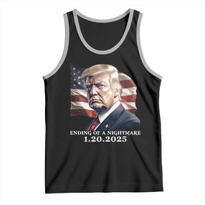 President Trump Inauguration Day 2025 Tank Top Ending Of A Nightmare January 20th American Flag TS02 Black Athletic Heather Print Your Wear