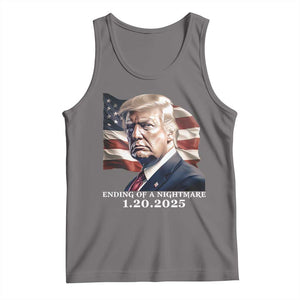 President Trump Inauguration Day 2025 Tank Top Ending Of A Nightmare January 20th American Flag TS02 Deep Heather Print Your Wear