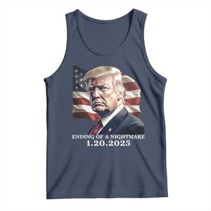 President Trump Inauguration Day 2025 Tank Top Ending Of A Nightmare January 20th American Flag TS02 Navy Print Your Wear