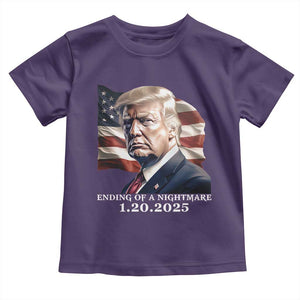 President Trump Inauguration Day 2025 Toddler T Shirt Ending Of A Nightmare January 20th American Flag TS02 Purple Print Your Wear