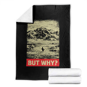 Retro Nihilist Penguin But Why Meme Throw Blanket Distressed Existential Moody Vintage Quiet Thinkers TS02 Black Print Your Wear