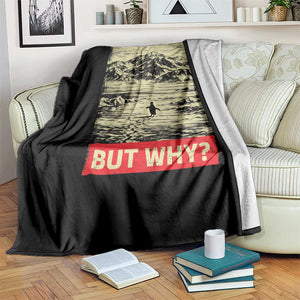 Retro Nihilist Penguin But Why Meme Throw Blanket Distressed Existential Moody Vintage Quiet Thinkers TS02 Print Your Wear