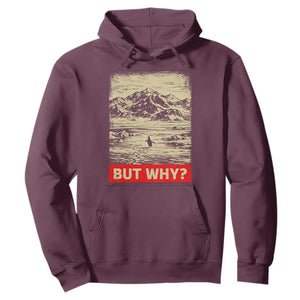 Retro Nihilist Penguin But Why Meme Hoodie Distressed Existential Moody Vintage Quiet Thinkers TS02 Maroon Print Your Wear