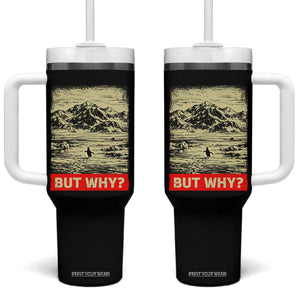 Retro Nihilist Penguin But Why Meme Tumbler With Handle Distressed Existential Moody Vintage Quiet Thinkers TS02 One Size: 40 oz Black Print Your Wear