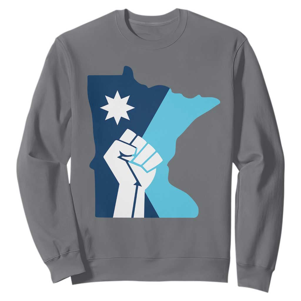 Minnesota Strong Fist Power Graphic Sweatshirt Social Justice Solidarity TS02 Charcoal Print Your Wear